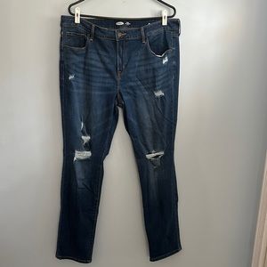 Distressed Long Straight Jeans